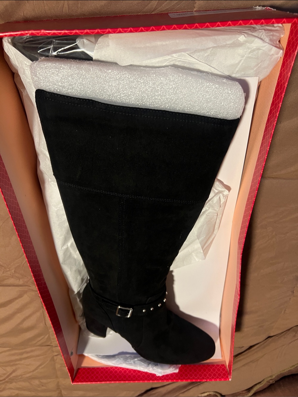 Kelly & Katie Black Suede Knee-High Heeled Boots